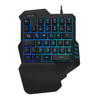 Illuminated one-hand gaming keyboard, black