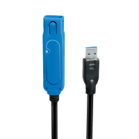 USB 3.2 Gen1 cable, USB-A/M to USB-A/F, amplifier, black/blue, 10 m