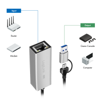 USB-A/-C to 2.5G Ethernet Network Adapter, Gray