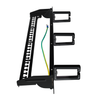 19" Keystone Panel 16-Port, shielded, with 3 cable management rings  black