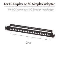 19" Fiber Optic Panel for 24× LC Duplex or SC simplex adapter