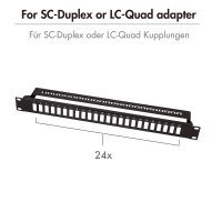 19" Fiber Optic Panel for 24× SC Duplex or LC quad adapter