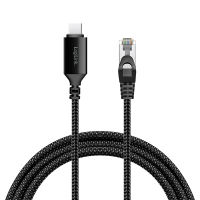 USB 3.2 Type-C Ethernet cable, C/M to RJ45/M, 1 Gbps, active, black/grey, 1 mtr