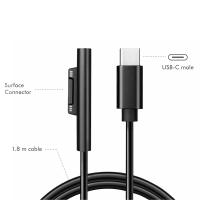 USB-C cable, USB-C/M to MS Surface/M (90°), PD, black, 1.8 m