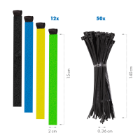 Cable organizer set in a box, 8 items, 128 pcs., mixed color