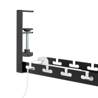 Cable tray organizer, Under-Desk mounting, clamp-on, extendable, metal, black
