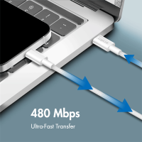 USB 2.0 Type-C cable, C/M to C/M, nylon jacket, 60W, white, 1 mtr