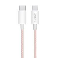USB 2.0 Type-C cable, C/M to C/M, nylon jacket, 60W, pink, 1 mtr