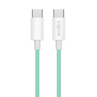 USB 2.0 Type-C cable, C/M to C/M, nylon jacket, 60W, green, 1 mtr