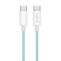 USB 2.0 Type-C cable, C/M to C/M, nylon jacket, 60W, blue, 1.5 mtr