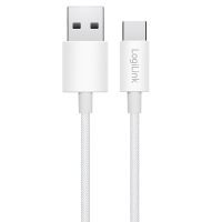 USB 2.0 Type-C cable, C/M to A/M, nylon jacket, 60W, white, 0.5 mtr