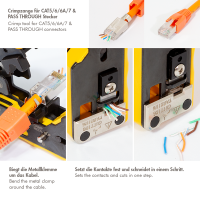 Crimp tool for CAT5/6/6A/7 & PASS THROUGH connectors