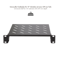 Cantilever shelf for 10" rackmount, 200 mm, 1U, black
