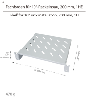 Cantilever shelf for 10" rackmount, 200 mm, 1U, grey