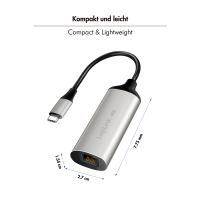 USB-C/M 3.2 Gen 1 to RJ45/F 5G Gigabit Ethernet Adapter, Full Duplex Flow Control, aluminum