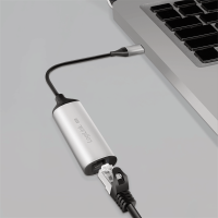 USB-C/M 3.2 Gen 1 to RJ45/F 5G Gigabit Ethernet Adapter, Full Duplex Flow Control, aluminum
