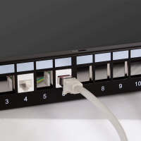 Modular 24-port Cat.6A keystone patch panel, 1U, 19" rackmount, EconLine